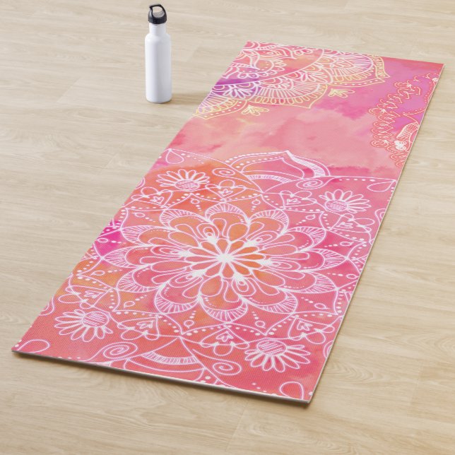Tapis De Yoga Mandala Yoga Mat rose vif (En situation)