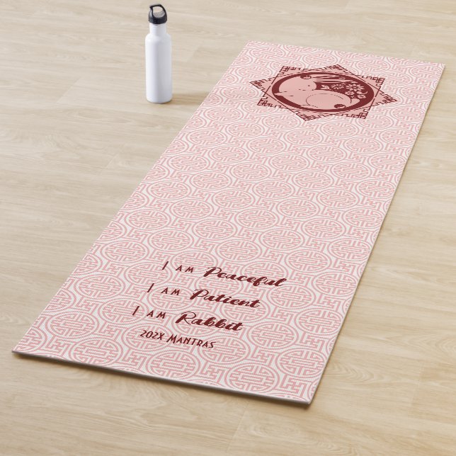 Tapis De Yoga Mantras personnalisés Année du lapin Nouvel An lun (En situation)