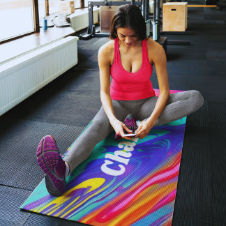 Tapis De Yoga Marbre arc-en-ciel tourbillonnantes Fluid Art Yoga