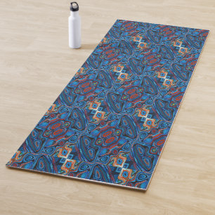 Tapis De Yoga Marbre Liquide Bleu Océan Vibrant