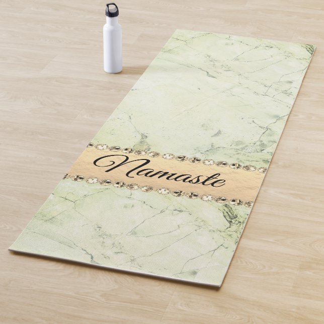 Tapis De Yoga Marbre vert Diamant Bling Namaste (En situation)