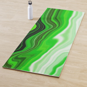 Tapis De Yoga Marbre vert et noir comme l'art fluidisé rayé