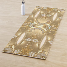 Mat de Yoga Floral Orné Or