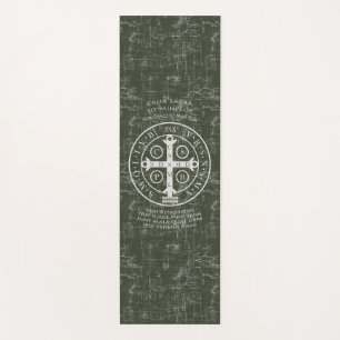 Tapis De Yoga Médaille Saint Benoît avec prière latine