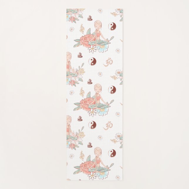 Tapis De Yoga Médaille Zen Yoga Lotus Namaste Pastel (Devant)