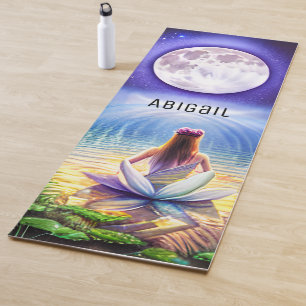 Tapis De Yoga Méditation personnalisée Pleine lune de fleurs Lot