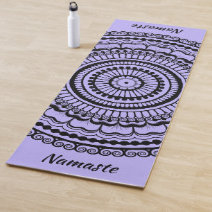 Tapis De Yoga Mehndi noir et clair Henna Mandala