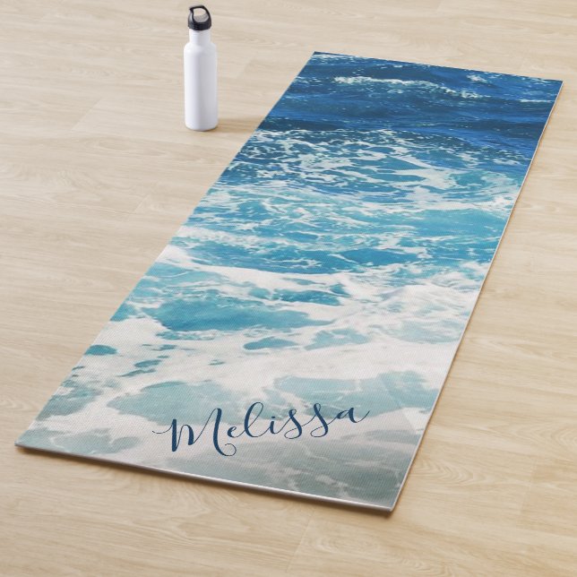 Tapis De Yoga Mer Bleue Personnalisée et Waves Yoga Mat (En situation)