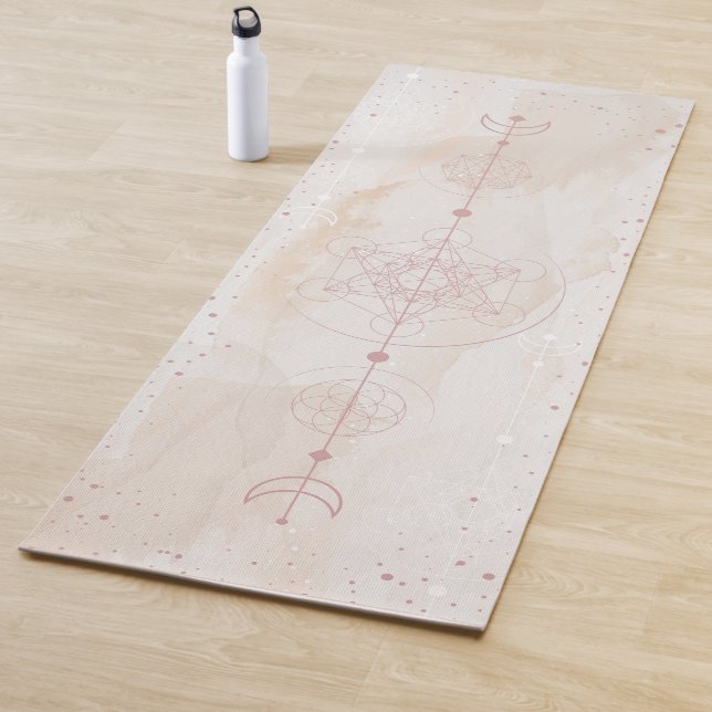 Tapis De Yoga Métatron lune et étoiles géométrie sacrée (En situation)
