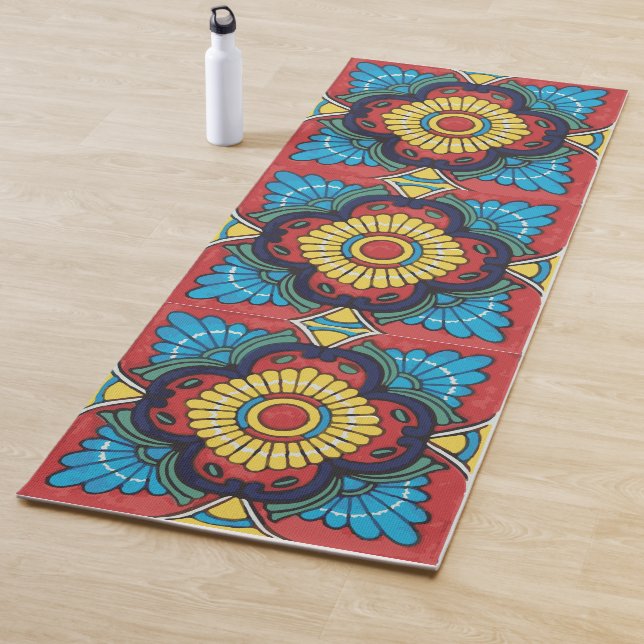 Tapis De Yoga Mexican red talavera (En situation)