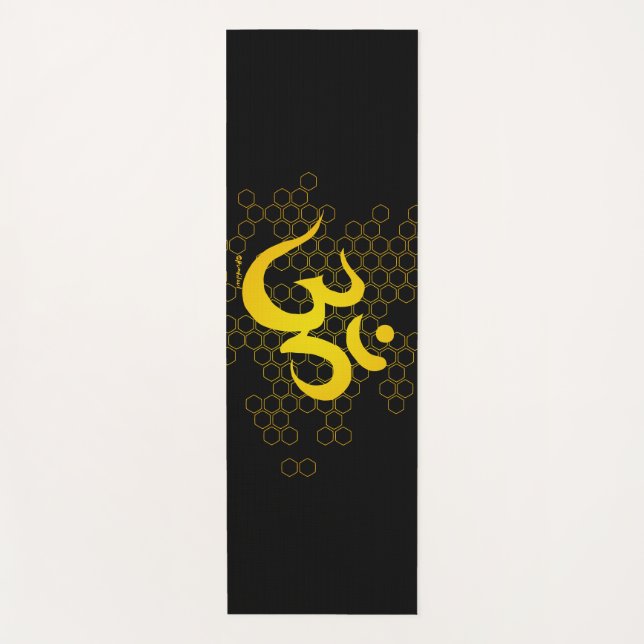 Tapis De Yoga Miel de l'OM - or noir (Devant)