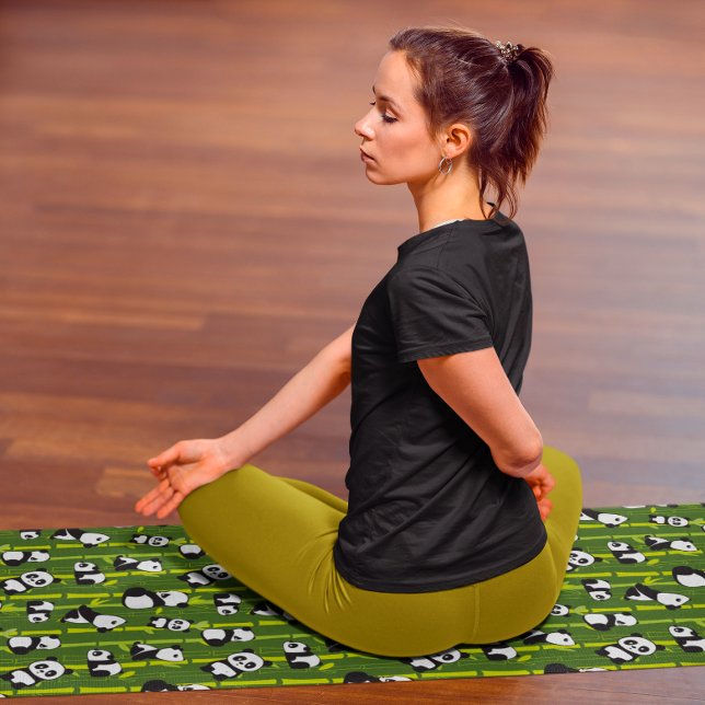 Tapis De Yoga Mignon motif asiatique d'animaux d'ours en bambou  (Créateur téléchargé)