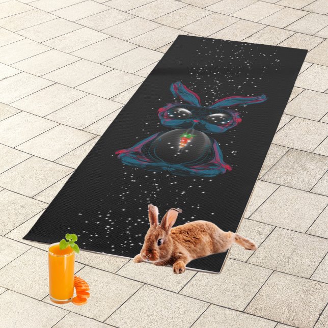 Tapis De Yoga Mignonne Eyes Rabbit en Yoga Pose Méditation (Créateur téléchargé)