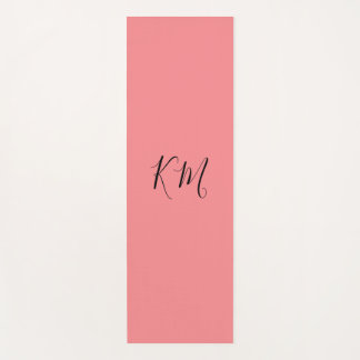 Tapis De Yoga Mini monogramme noir initiales mat de yoga rose