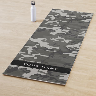 Tapis De Yoga Modèle de camouflage gris, Votre nom, Personnalise