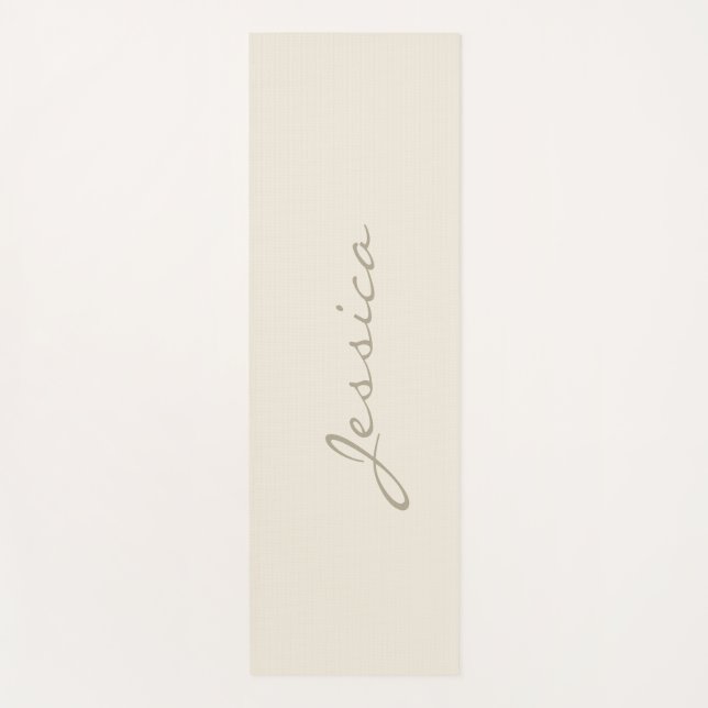 Tapis De Yoga Modern Ivory Simple Minimalist Name (Devant)