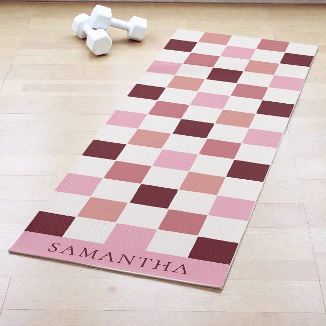 Tapis De Yoga Modern Pink and Red Simple Checkerboard Pattern (Modern Pink and Red Simple Checkerboard Pattern Yoga Mat)