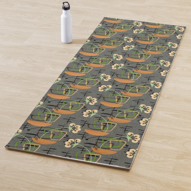 Tapis De Yoga Moderne du milieu du siècle | Plantes pointillés (En situation)