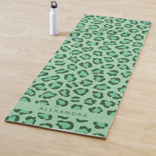 Tapis De Yoga Moderne Personnalisé Poster de animal léopard Vert