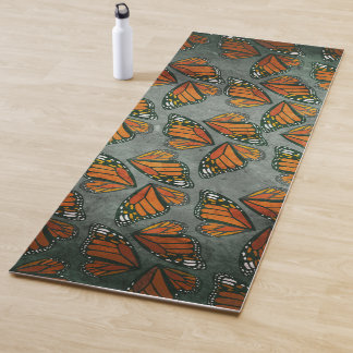 Tapis De Yoga Monarch Butterfly Wings Muted Marbled Green Grey