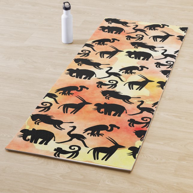 Tapis De Yoga Monkey Zebra Safari Animaux Orange (En situation)