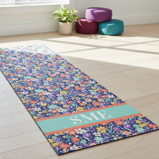 Tapis De Yoga Monogram Floral Yoga Mat - Custom Initial Mat (Floral monogram yoga mat)