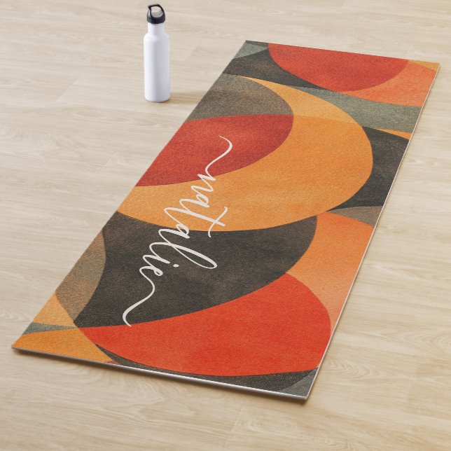 Tapis De Yoga Monogramme Abstrait moderne et rétro (En situation)