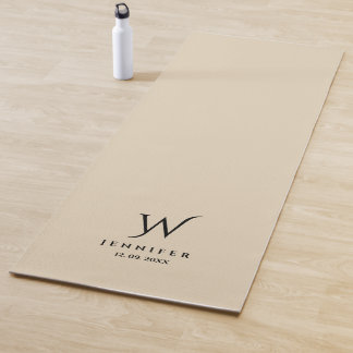 Tapis De Yoga Monogramme beige et nom Yoga Mat