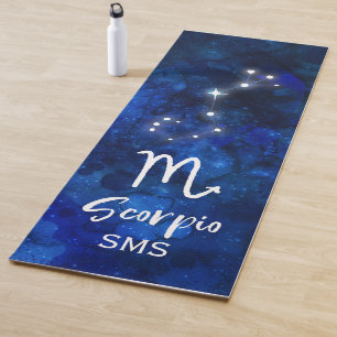 Tapis De Yoga Monogramme bleu de galaxie de constellation de