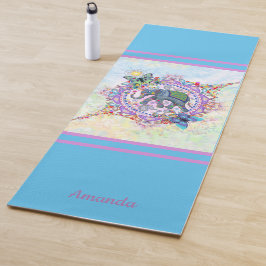 Tapis De Yoga Monogramme bleu Eléphant sacré