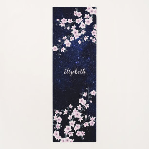 Tapis De Yoga Monogramme ciel étoilé rose Fleur de cerisier