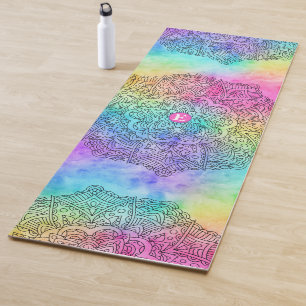 Tapis De Yoga Monogramme couleur arc-en-ciel