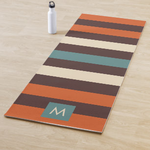 Tapis De Yoga Monogramme Couleurs Vives Rayures Rétro