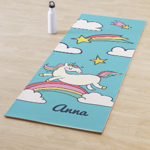 Tapis De Yoga Monogramme. Coupe Doodle Rainbow Stars Nuages