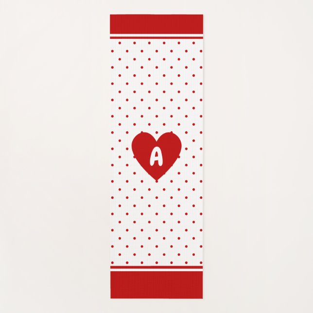 Tapis De Yoga Monogramme d'Arrière - plan blanc bleu Polka perso (Devant)