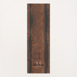Tapis De Yoga Monogramme de bois ancien brun foncé rustique