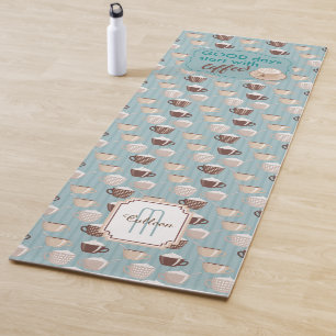 Tapis De Yoga Monogramme de motif de café de beaux jours