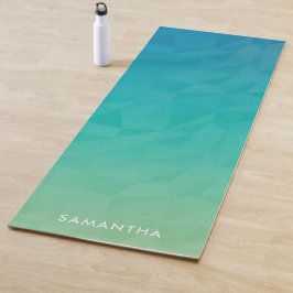 Tapis De Yoga Monogramme de Motif géométrique turquoise