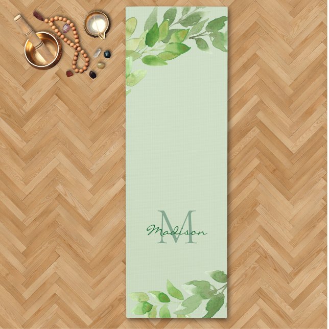 Tapis De Yoga Monogramme de nom vert (Créateur téléchargé)