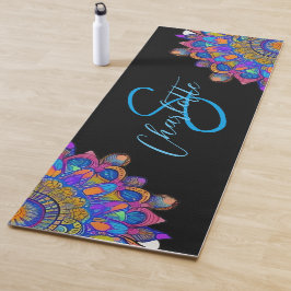 Tapis De Yoga Monogramme de yoga de mandala bleu