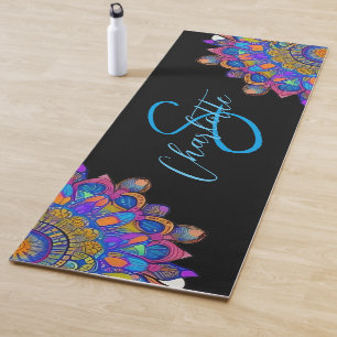 Tapis De Yoga Monogramme de yoga de mandala bleu