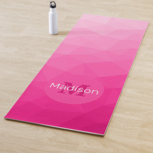 Tapis De Yoga Monogramme Dégradé Rose Chaud Motif Maille Géométr