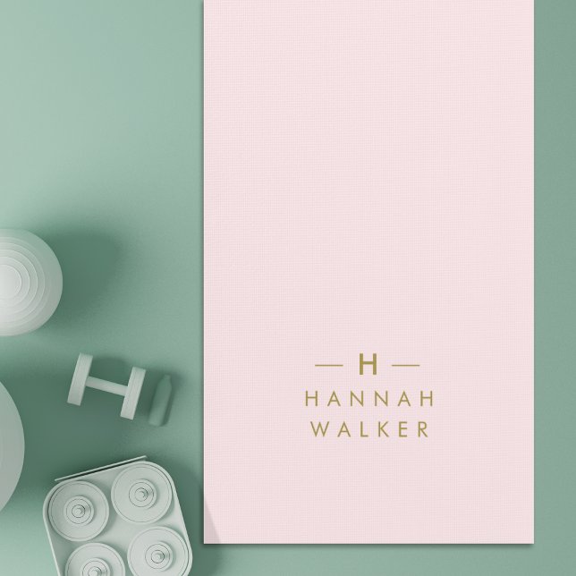 Tapis De Yoga Monogramme Elegant Minimal Blush rose et or (Créateur téléchargé)