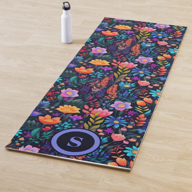 Tapis De Yoga Monogramme floral brillant (En situation)