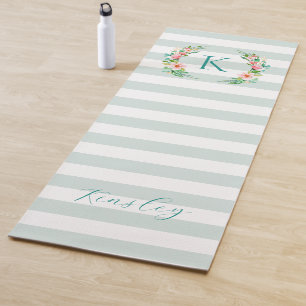 Tapis De Yoga Monogramme floral paradis et rayures