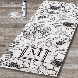 Tapis De Yoga Monogramme floral personnalisé