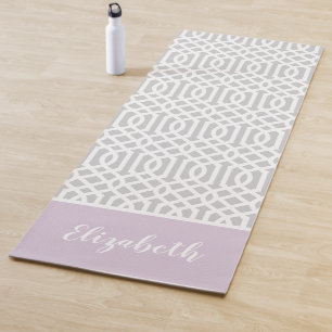 Tapis De Yoga Monogramme Lilac et Grey Trellis   Couleurs modifi