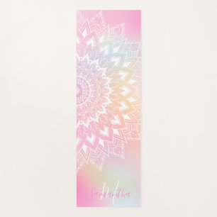 Tapis De Yoga Monogramme moderne blanc mandala girly pastel arc-