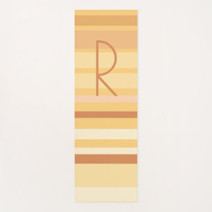 Tapis De Yoga Monogramme Moderne Boho Brown rayures