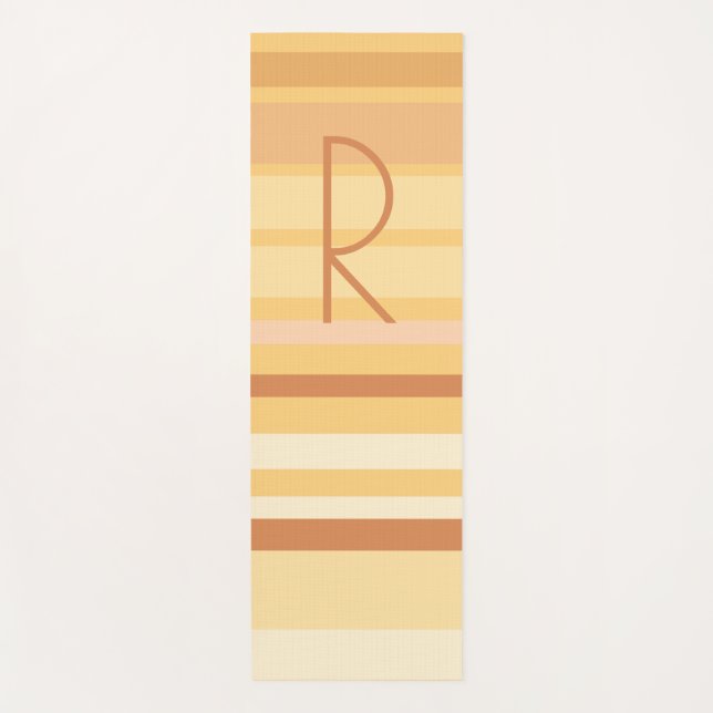 Tapis De Yoga Monogramme Moderne Boho Brown rayures (Devant)